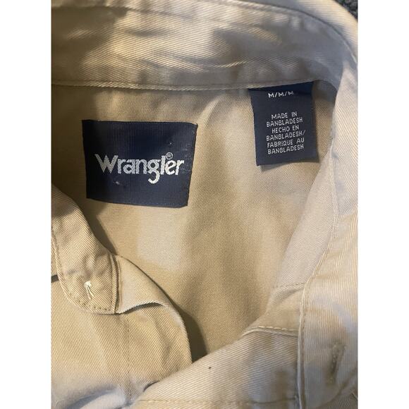 Wrangler Cowboy Cut Firm Finish Western Snap Front Twill 100% Cotton Shirt Sz M - Picture 6 of 10